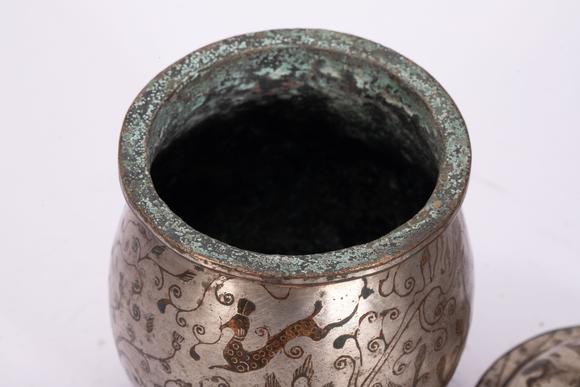 Eden Fine Antiques Galleries LLCA CHINESE SILVER INLAID BRONZE MORTAR SET