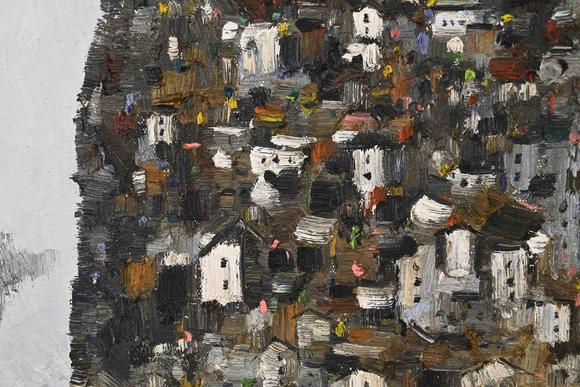 Eden Fine Antiques Galleries LLCWU GUANZHONG OIL ON CANVAS, FRAMED, RIVERSIDE VILLAGE