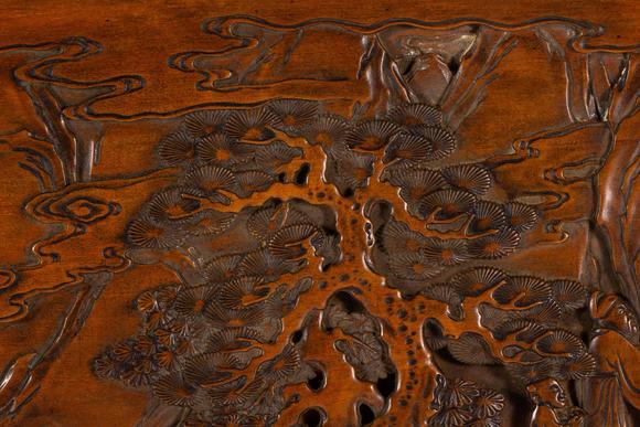 Eden Fine Antiques Galleries LLCA CHINESE ZISHA INLAID BOXWOOD TABLE SCREEN