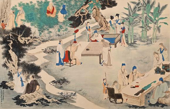 Eden Fine Antiques Galleries LLC1944 ZHANG DAQIAN ELEGANT GATHERING PAINTING