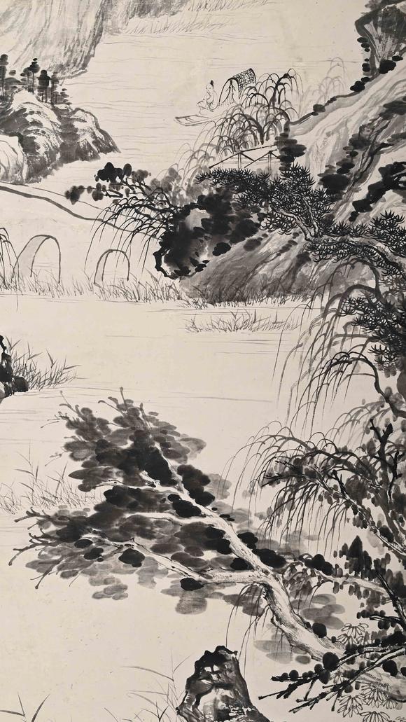 Eden Fine Antiques Galleries LLC1940 ZHANG DAQIAN LANDSCAPE WITH RIVER AND CLIFFS PAINTING