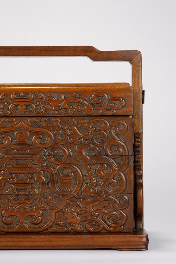 Eden Fine Antiques Galleries LLCA CHINESE NANMU CHILONG HANDLE CARRY BOX