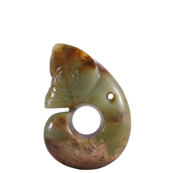 Eden Fine Antiques Galleries LLCA CHINESE CELADON JADE PIG DRAGON