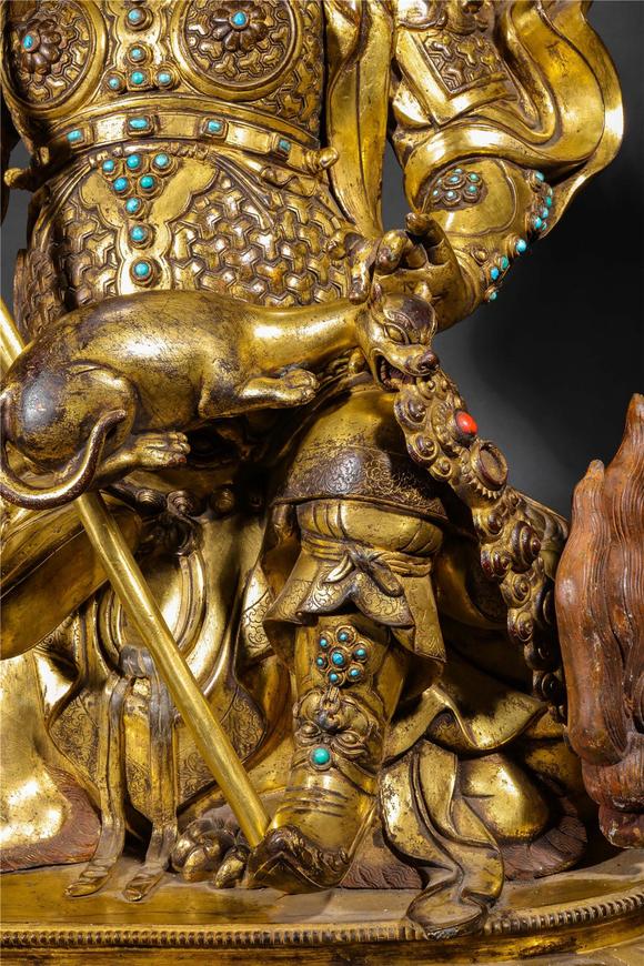 Eden Fine Antiques Galleries LLCA CHINESE GILT BRONZE VAISHRAVANA STATUE