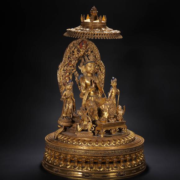 Eden Fine Antiques Galleries LLCA CHINESE GILT BRONZE BUDDHIST SHRINE GROUP