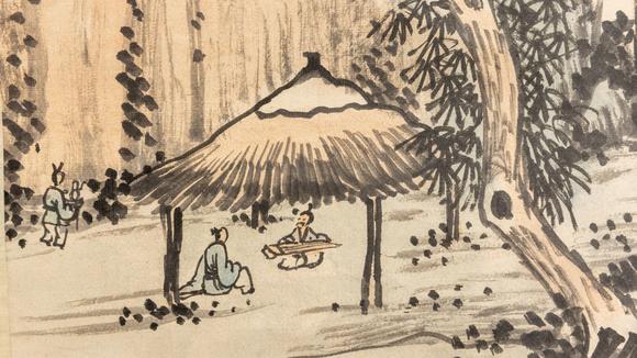 大阪美術(shù)商會(huì)宋 馬和之繪 汪士慎、高士奇、王原祁、張若靄等十餘家題 彈琴學(xué)道圖
