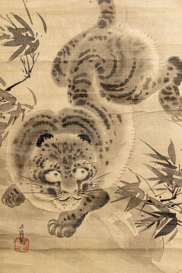 大阪美術(shù)商會(huì)江戶時(shí)代 勝田竹翁 繪畫三屏