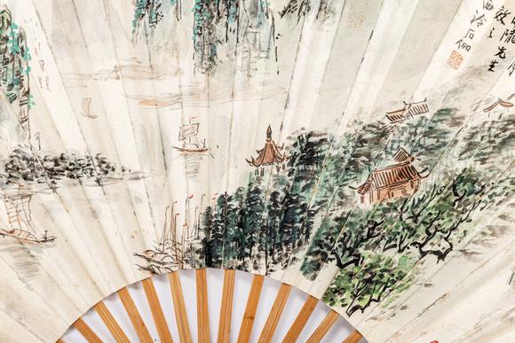 大阪美術(shù)商會(huì)申石伽、張大千合作成扇