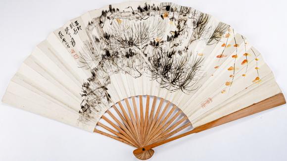 大阪美術(shù)商會(huì)申石伽、張大千合作成扇