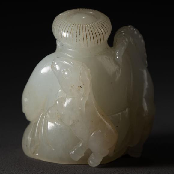 大阪美術(shù)商會(huì)清 白玉雕得意羊羊