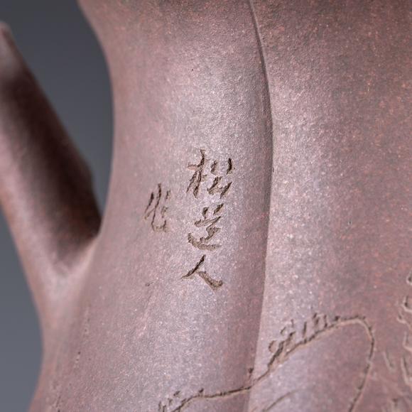 大阪美術(shù)商會(huì)金商鼎標(biāo)款 朱泥梅樁急須