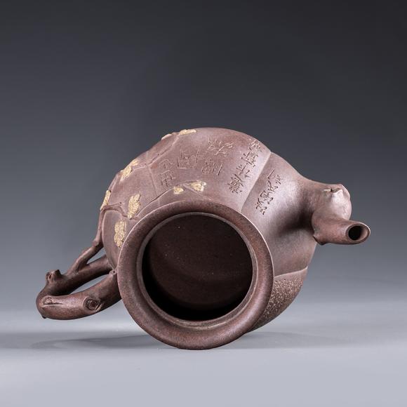 大阪美術(shù)商會(huì)金商鼎標(biāo)款 朱泥梅樁急須