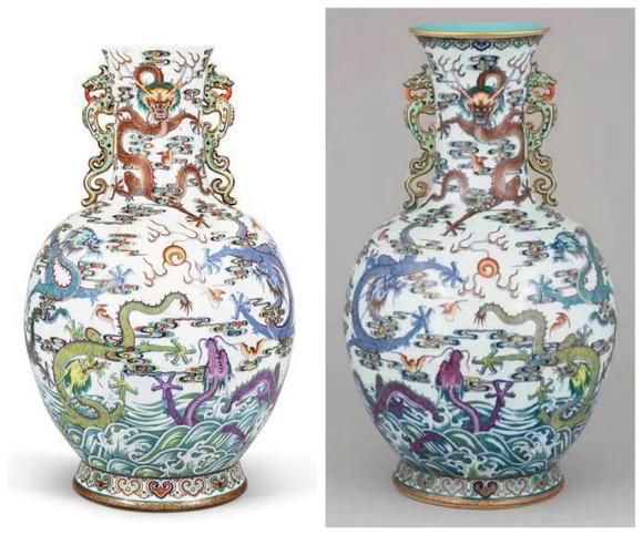 華藝國際清18世紀  斗彩云龍紋天球瓶