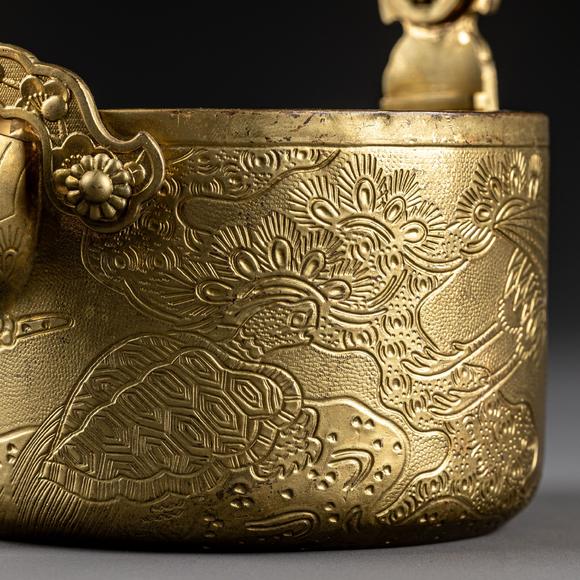 大阪美術(shù)商會明 銅鎏金水注澆鬥1對
