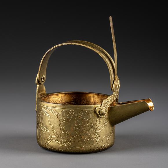 大阪美術(shù)商會(huì)明 銅鎏金水注澆鬥1對(duì)