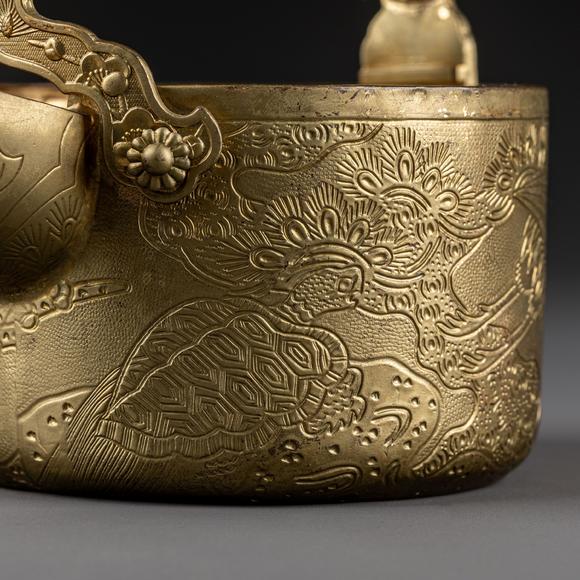 大阪美術(shù)商會明 銅鎏金水注澆鬥1對