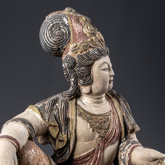 大阪美術(shù)商會明 木胎彩漆自在觀音