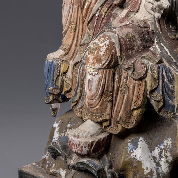 大阪美術(shù)商會明 木胎彩漆自在觀音