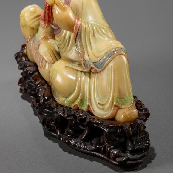 大阪美術(shù)商會(huì)清 壽山石雕笑獅羅漢