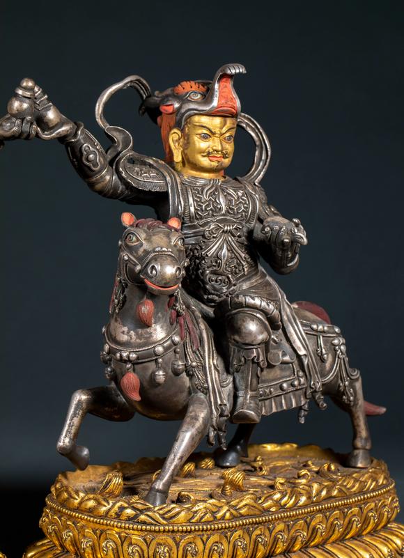 日本東勝明 鎏金鎏銀 財(cái)神一對(duì)