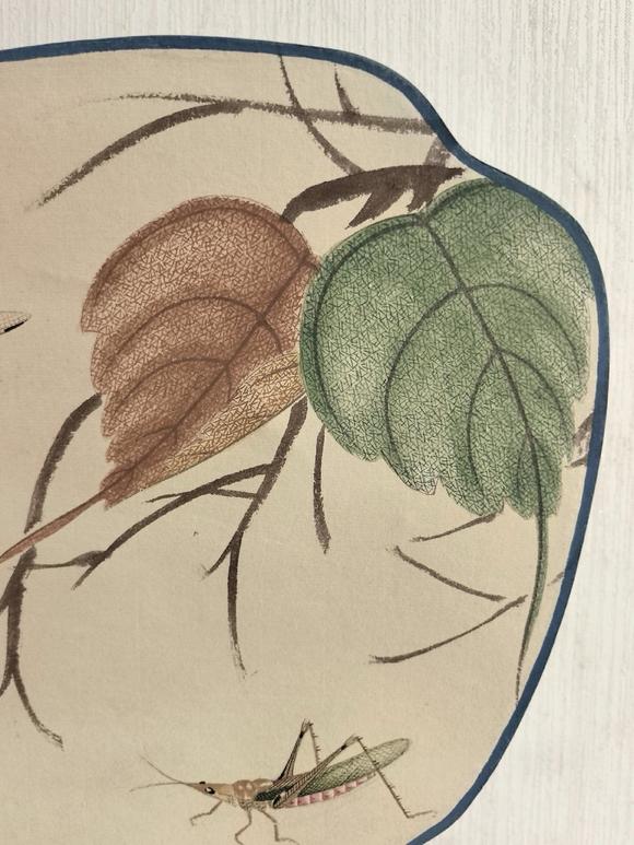 日本松町古美齊白石，趙叔儒 貝葉草蟲圖成扇（不帶展示架）