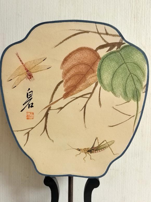 日本松町古美齊白石，趙叔儒 貝葉草蟲圖成扇（不帶展示架）