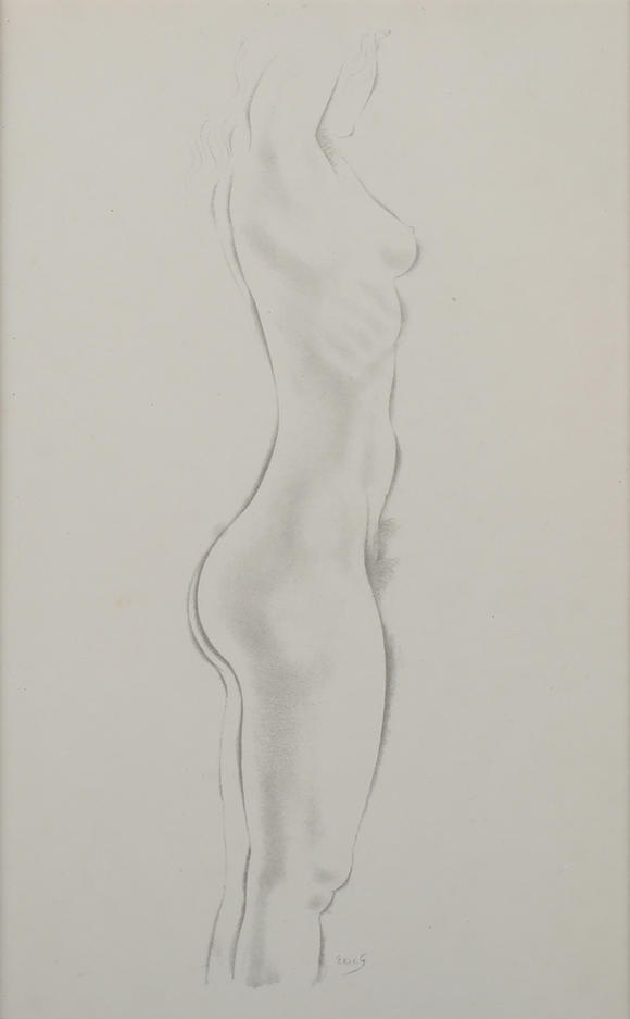 TooveysEric Gill (British 1882-1940) - Standing female nude, collotype, 21.5cm x 13.5cm, within a black and gilt frame.