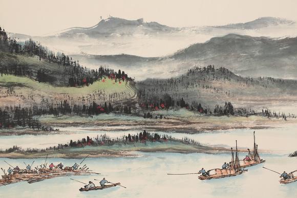 千美會黎雄才紙本山水圖畫