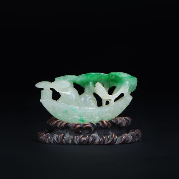 鐮倉美術(shù)清 翡翠雕童子泛舟