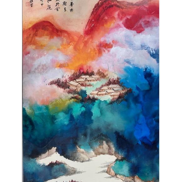 鐮倉美術(shù)張大千 潑彩山水