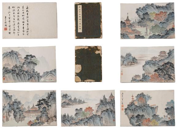 千美會(huì)溥儒《山水樓閣六幀圖冊(cè)》紙本冊(cè)頁(yè)