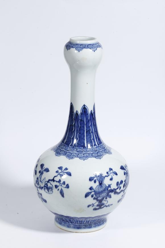弘楊株式會(huì)社青花福祿壽紋蒜頭瓶