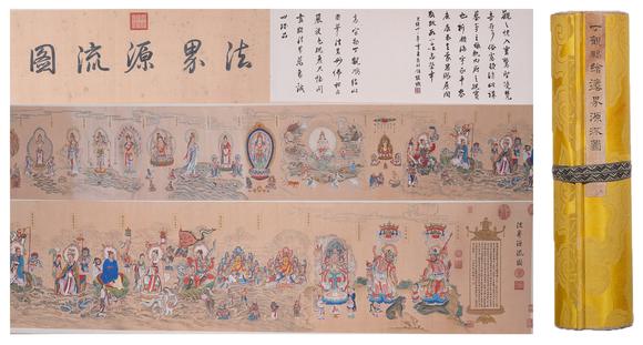 弘楊株式會(huì)社丁觀鵬絹本法界源流圖畫(huà)手卷