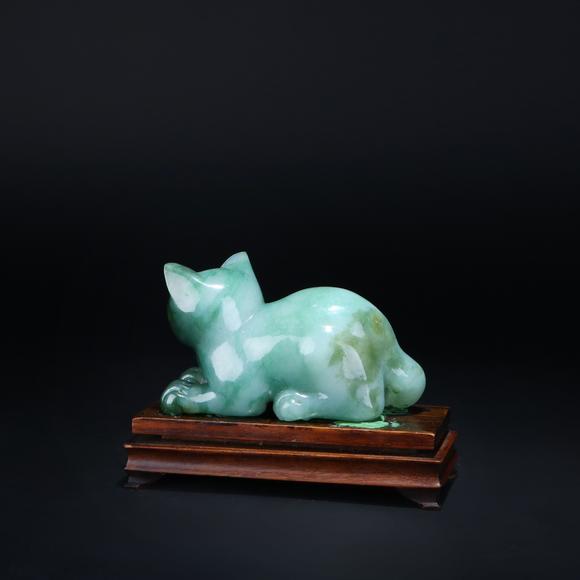 鐮倉美術(shù)清 翡翠貓擺件