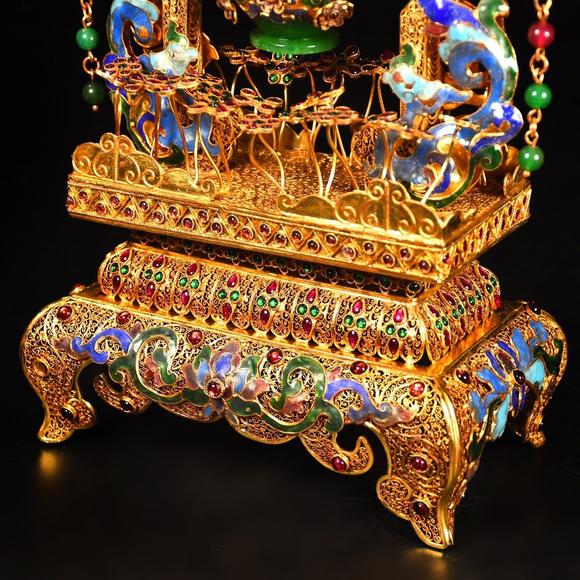 東京蕓術(shù)累絲工藝巴山翠鏈條擺件