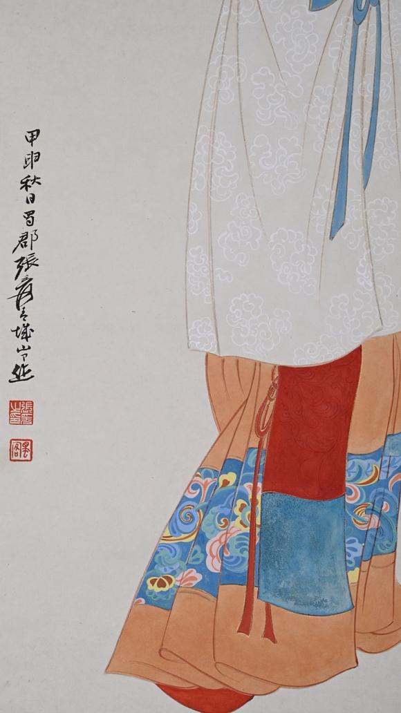日本松町古美張大千 拈花仕女