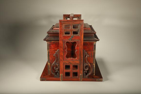 北京嘉翰黃花梨器紫檀雕五子登科提盒 