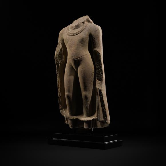 Galerie Zacke? A LARGE AND HIGHLY IMPORTANT CHUNAR SANDSTONE TORSO OF THE BUDDHA, SARNATH, GUPTA PERIOD, 5TH CENTURY