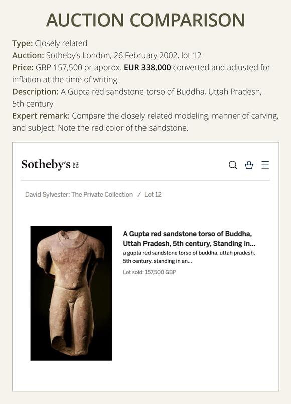 Galerie Zacke? A LARGE AND HIGHLY IMPORTANT CHUNAR SANDSTONE TORSO OF THE BUDDHA, SARNATH, GUPTA PERIOD, 5TH CENTURY