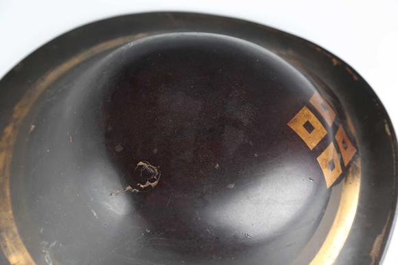 TooveysA Japanese wood composite jingasa, Edo period, of shaped bow