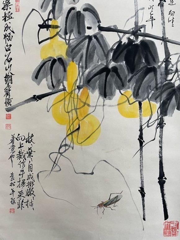 日本松町古美齊白石 葫蘆草蟲圖