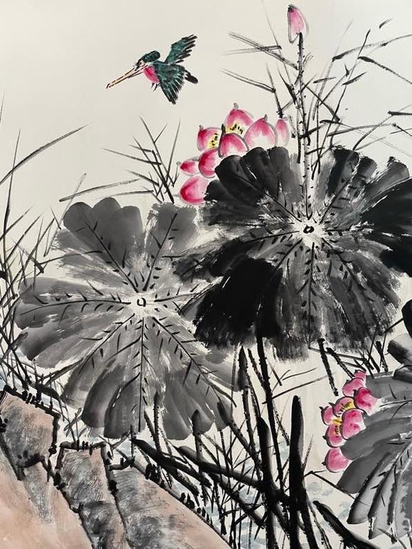 日本松町古美李苦禪 荷塘清趣圖