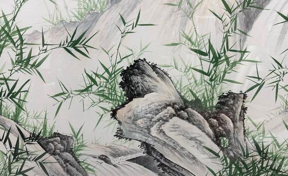 日本松町古美啟功 精品竹石圖