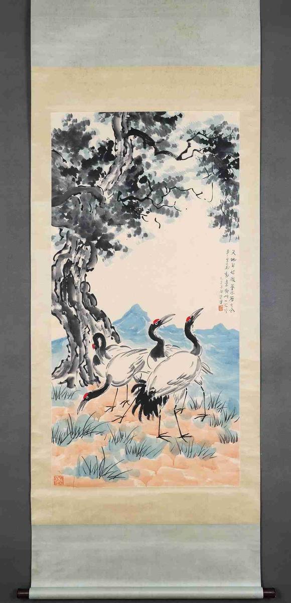 日本松町古美徐悲鴻 仙鶴圖