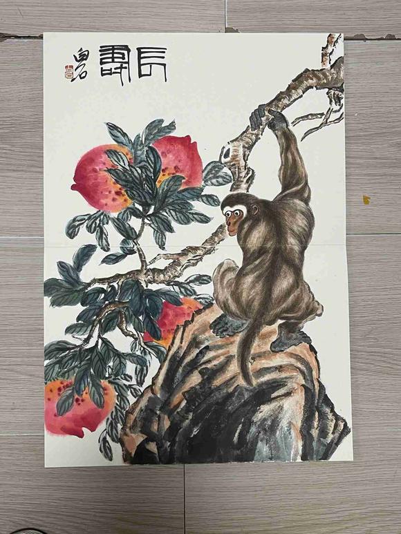 日本松町古美齊白石 吉猴獻(xiàn)壽圖冊(cè)