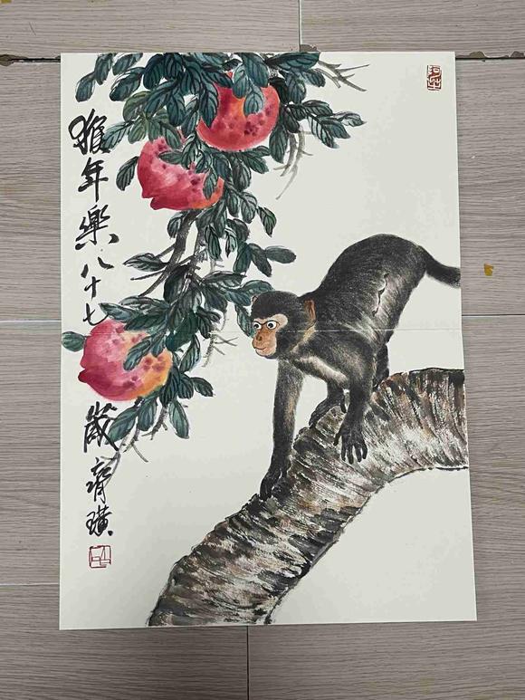 日本松町古美齊白石 吉猴獻(xiàn)壽圖冊(cè)