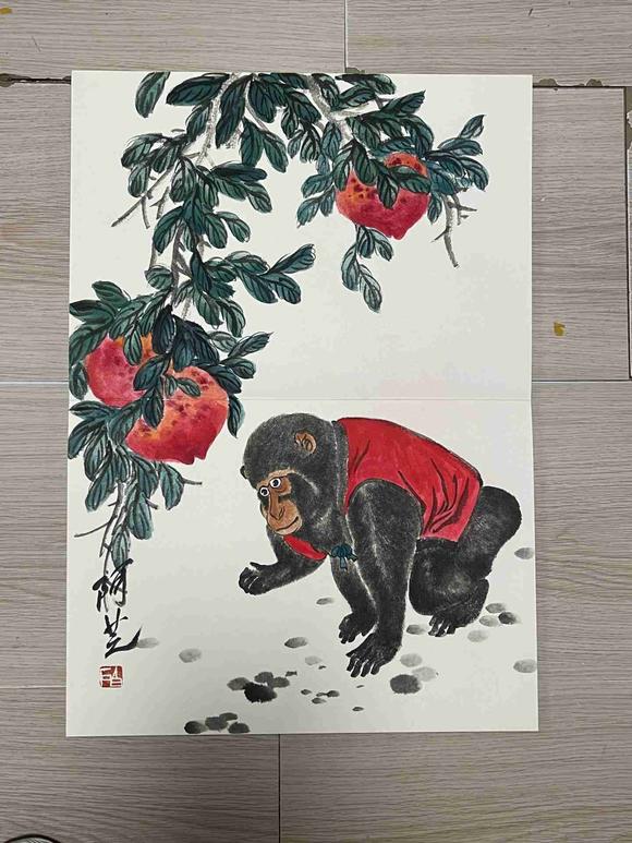 日本松町古美齊白石 吉猴獻(xiàn)壽圖冊(cè)