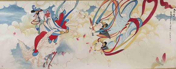 日本松町古美張大千 飛天圖