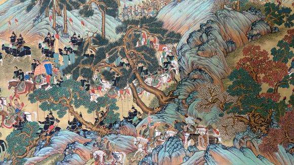 日本松町古美張大千 元人狩獵圖卷