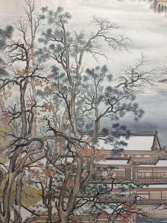 日本松町古美張大千 溪山積雪圖